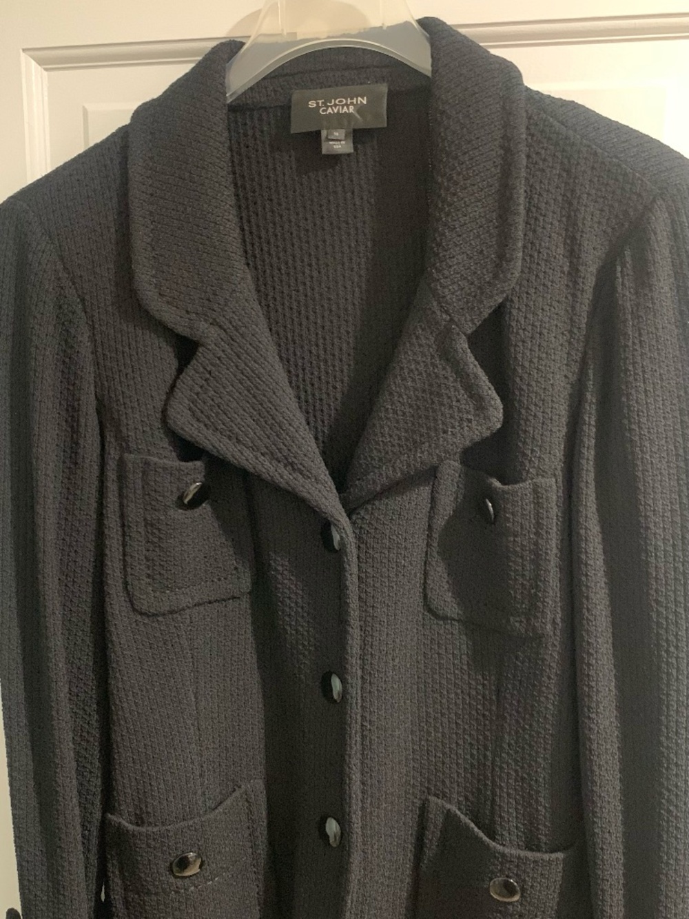St. John Caviar Black Knit Blazer - Like New; Size 16